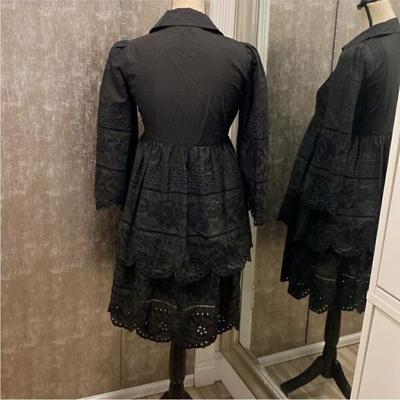 Adam Lippes tiered eyelet black dress, US2 - Picture 7 of 11